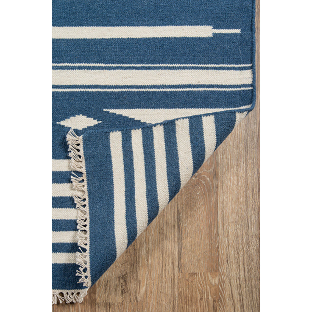 Momeni Billings THO-1 Denim Thompson by Erin Gates Hand-Woven Bohemian Area Rug &amp; Runner - Stylish Low Pile Rug with Stripe &amp; Tribal Design Made of 100% Wool