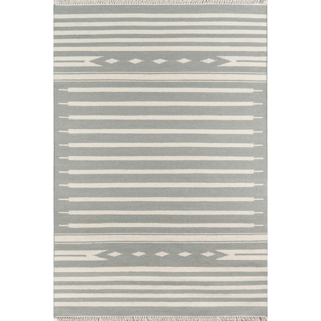 Momeni Billings THO-1 Grey Thompson by Erin Gates Hand-Woven Bohemian Area Rug & Runner - Comfortable Low Pile Rug with Stripe & Tribal Design Made of 100% Wool-