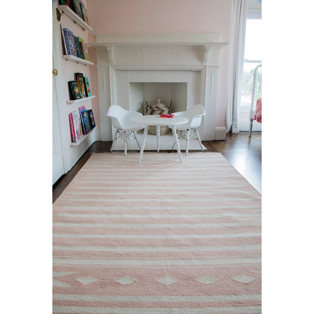 Momeni THO-1 Pink Thompson by Erin Gates Hand-Woven Bohemian Area Rug & Runner - Comfortable Low Pile Rug with Stripe & Tribal Design Made of 100% Wool-