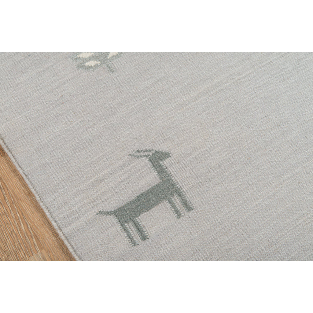 Momeni THO-2 Gray Thompson by Erin Gates Hand-Woven Bohemian Area Rug &amp; Runner - Comfortable Low Pile Rug with Plant &amp; Animal Print Made of 100% Wool
