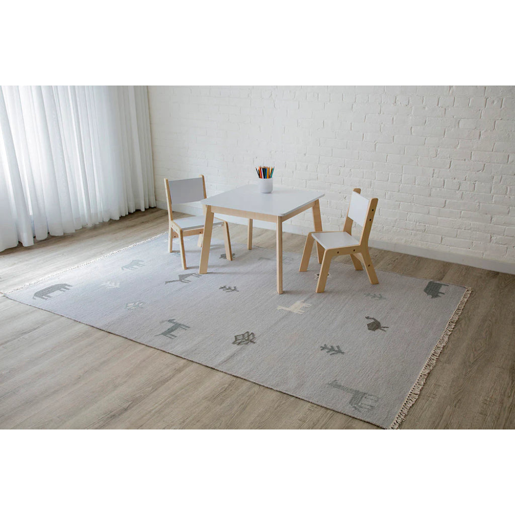Momeni THO-2 Gray Thompson by Erin Gates Hand-Woven Bohemian Area Rug &amp; Runner - Comfortable Low Pile Rug with Plant &amp; Animal Print Made of 100% Wool