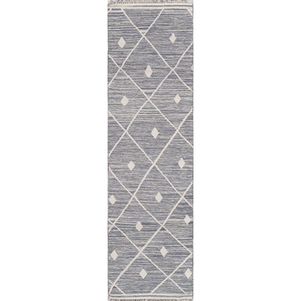 Momeni THO-3 Gray Thompson by Erin Gates Hand-Woven Bohemian Area Rug &amp; Runner - Comfortable Low Pile Rug with Diamond Pattern Made of 100% Wool