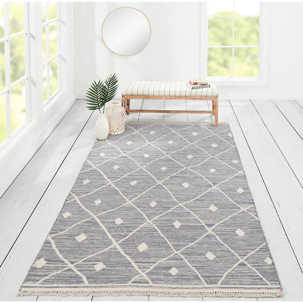 Momeni THO-3 Gray Thompson by Erin Gates Hand-Woven Bohemian Area Rug &amp; Runner - Comfortable Low Pile Rug with Diamond Pattern Made of 100% Wool