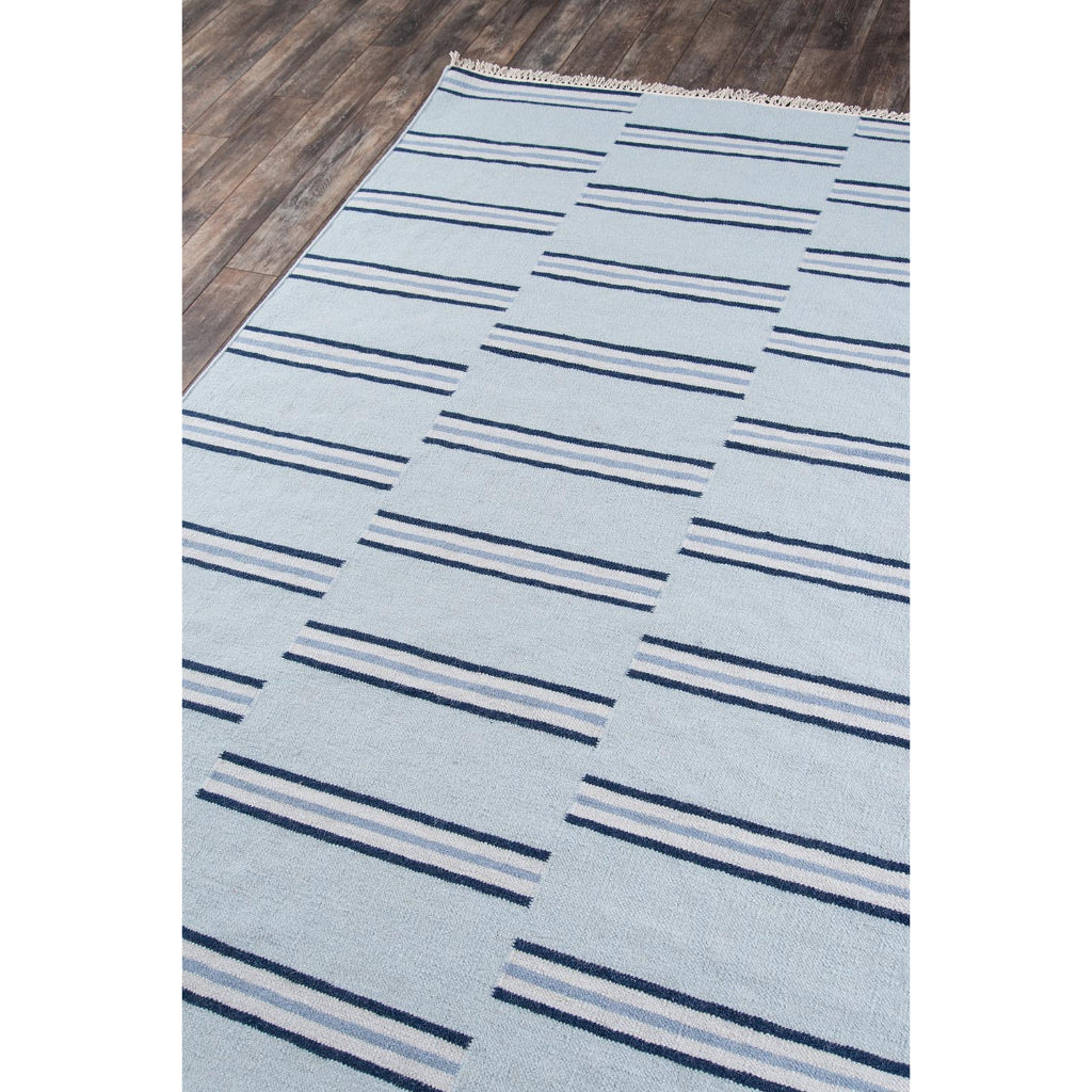 Momeni THO-5 Light Blue Thompson by Erin Gates Hand-Woven Bohemian Area Rug &amp; Runner - Comfortable Low Pile Rug with Stripe Design Made of 100% Wool