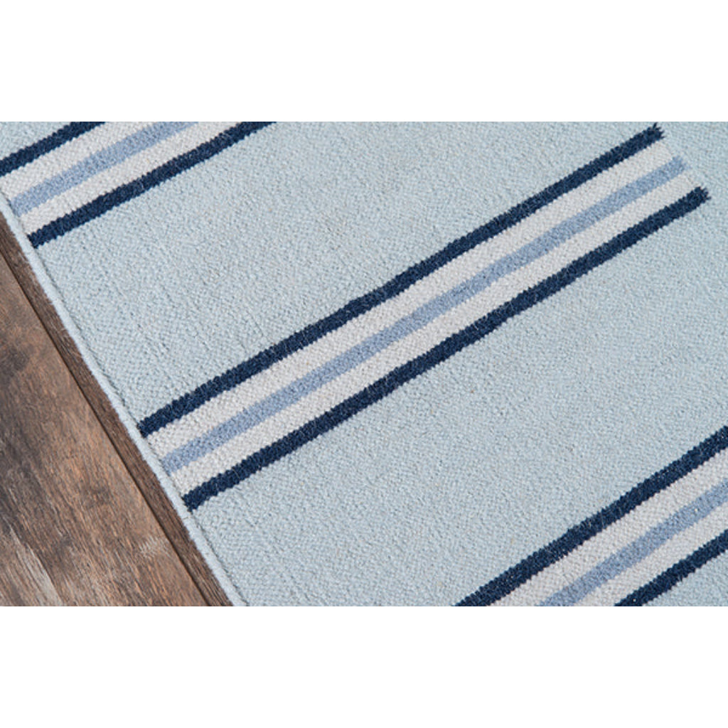 Momeni THO-5 Light Blue Thompson by Erin Gates Hand-Woven Bohemian Area Rug &amp; Runner - Comfortable Low Pile Rug with Stripe Design Made of 100% Wool