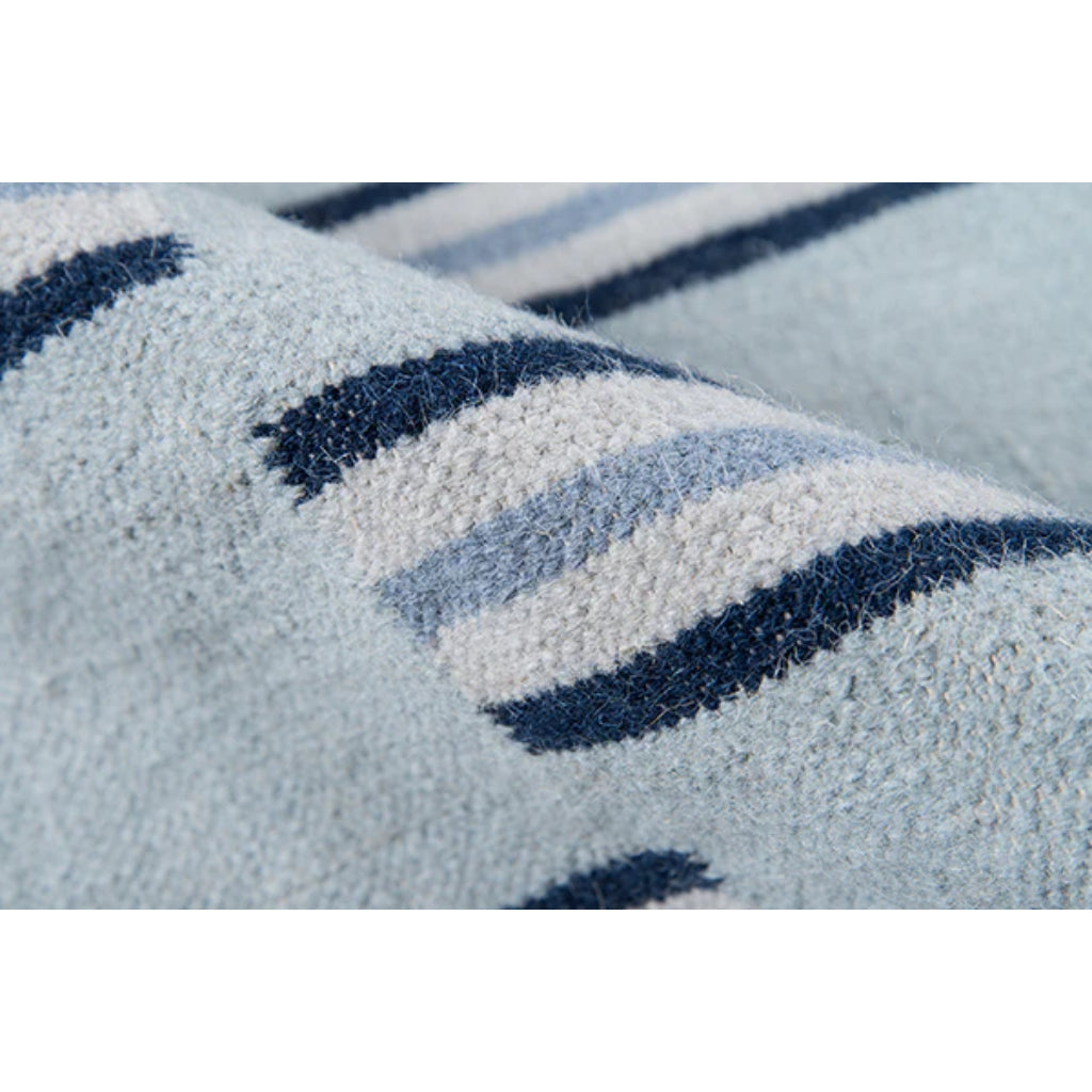 Momeni THO-5 Light Blue Thompson by Erin Gates Hand-Woven Bohemian Area Rug &amp; Runner - Comfortable Low Pile Rug with Stripe Design Made of 100% Wool