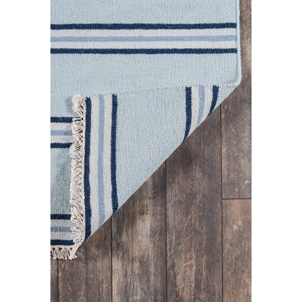 Momeni THO-5 Light Blue Thompson by Erin Gates Hand-Woven Bohemian Area Rug &amp; Runner - Comfortable Low Pile Rug with Stripe Design Made of 100% Wool