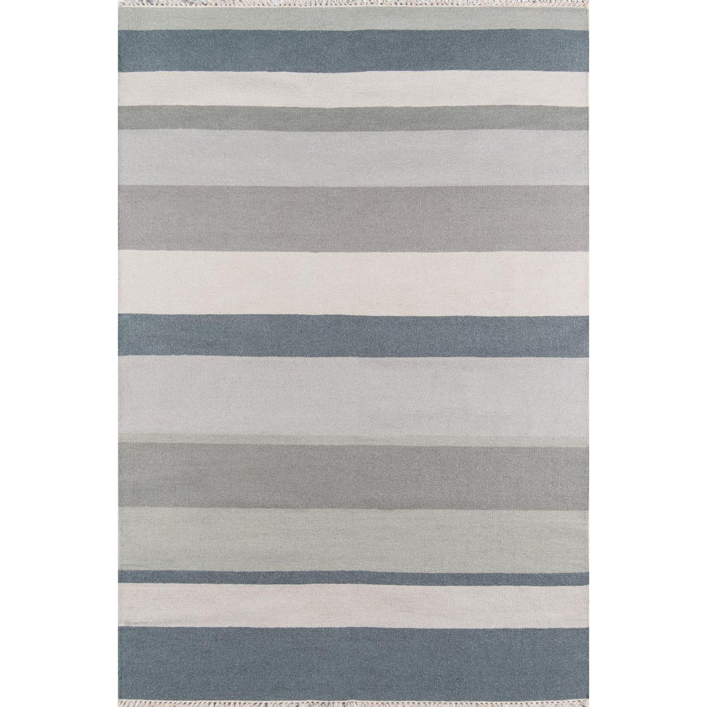 Momeni THO-7 Grey Thompson by Erin Gates Hand-Woven Bohemian Area Rug & Runner - Stylish Low Pile Rug with Stripes Made of 100% Wool-