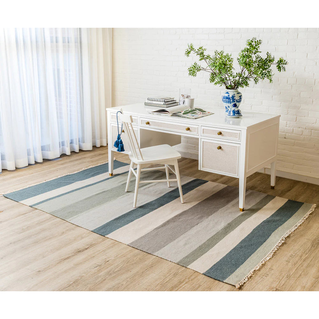 Momeni THO-7 Grey Thompson by Erin Gates Hand-Woven Bohemian Area Rug & Runner - Stylish Low Pile Rug with Stripes Made of 100% Wool-