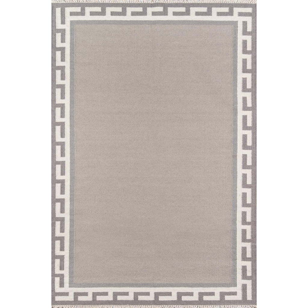 Momeni THO-8 Grey Thompson by Erin Gates Hand-Woven Bohemian Area Rug & Runner - Elegant Low Pile Rug with Greek Key Border Made of 100% Wool-