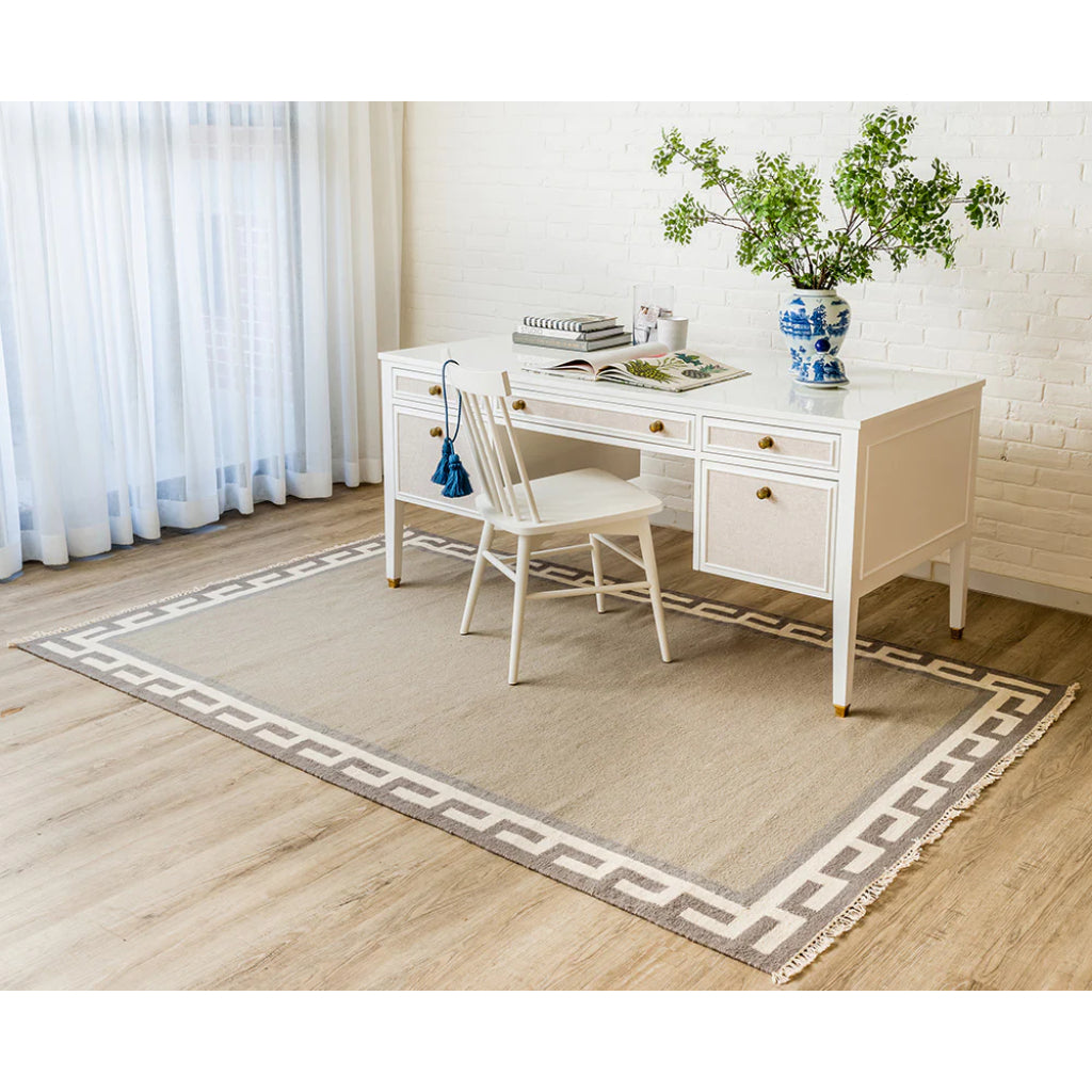 Momeni THO-8 Grey Thompson by Erin Gates Hand-Woven Bohemian Area Rug & Runner - Elegant Low Pile Rug with Greek Key Border Made of 100% Wool-