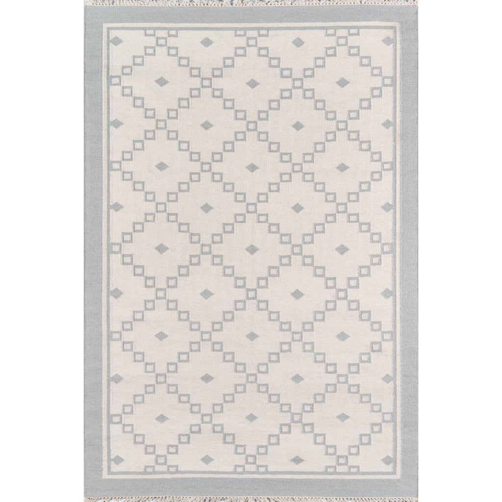 Momeni THO-9 Grey Thompson by Erin Gates Hand-Woven Bohemian Area Rug &amp; Runner - Cozy Low Pile Rug with Gray Square &amp; Diamond Pattern Made of 100% Wool