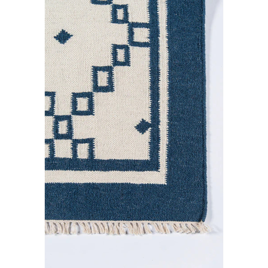 Momeni THO-9 Navy Thompson by Erin Gates Hand-Woven Bohemian Area Rug &amp; Runner - Soft Low Pile Rug with Square &amp; Diamond Pattern Made of 100% Wool