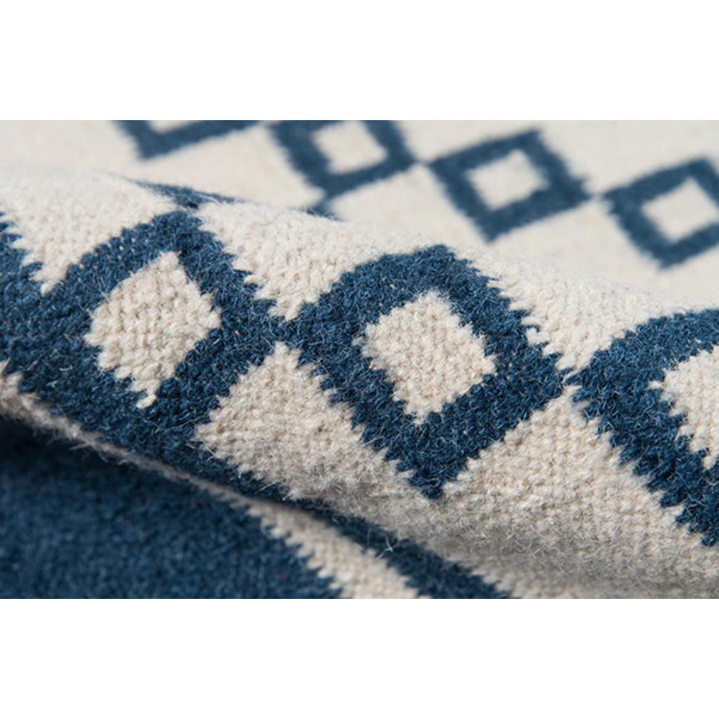 Momeni THO-9 Navy Thompson by Erin Gates Hand-Woven Bohemian Area Rug &amp; Runner - Soft Low Pile Rug with Square &amp; Diamond Pattern Made of 100% Wool