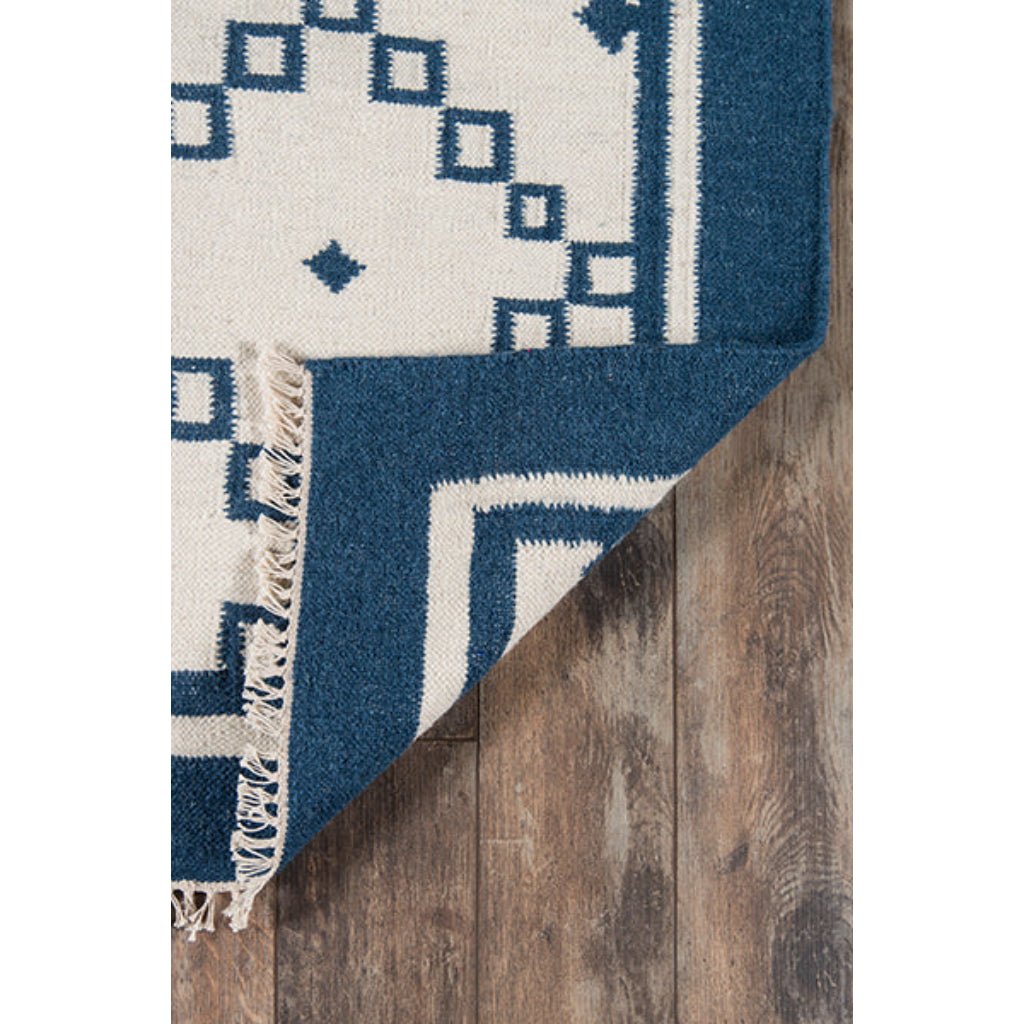 Momeni THO-9 Navy Thompson by Erin Gates Hand-Woven Bohemian Area Rug &amp; Runner - Soft Low Pile Rug with Square &amp; Diamond Pattern Made of 100% Wool