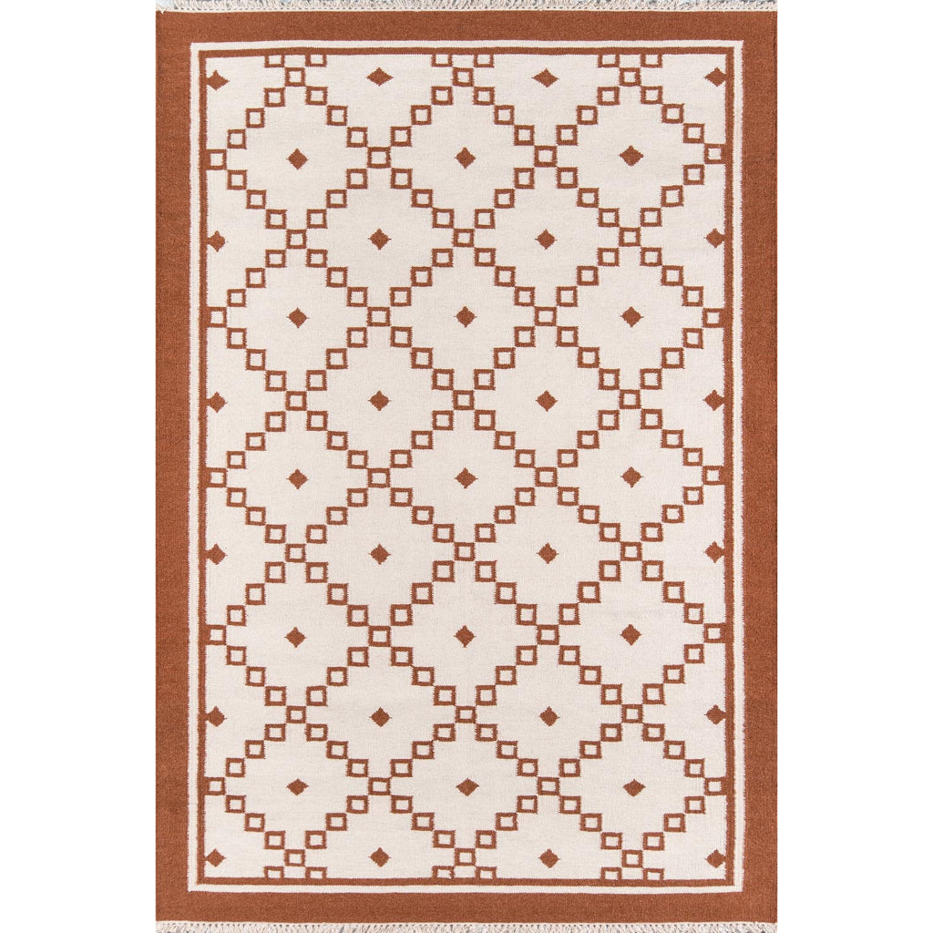 Momeni THO-9 Rust Thompson by Erin Gates Hand-Woven Bohemian Area Rug & Runner - Elegant Low Pile Rug with Square & Diamond Pattern Made of 100% Wool-
