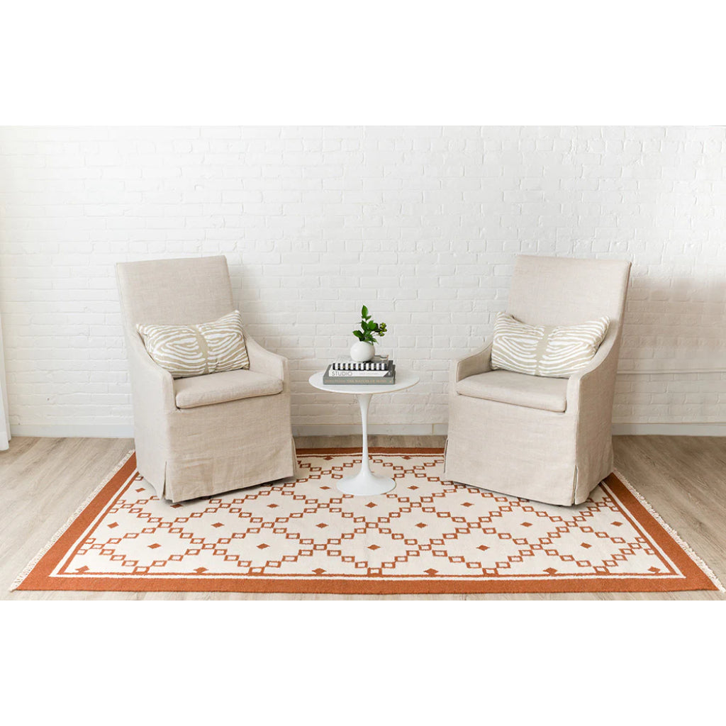 Momeni THO-9 Rust Thompson by Erin Gates Hand-Woven Bohemian Area Rug & Runner - Elegant Low Pile Rug with Square & Diamond Pattern Made of 100% Wool-