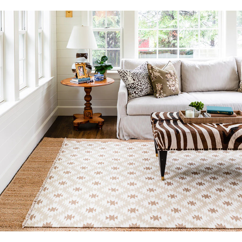 Momeni THO-10 Beige Thompson by Erin Gates Hand-Woven Bohemian Area Rug &amp; Runner - Stylish Low Pile Rug with Diamond Pattern Made of 100% Wool