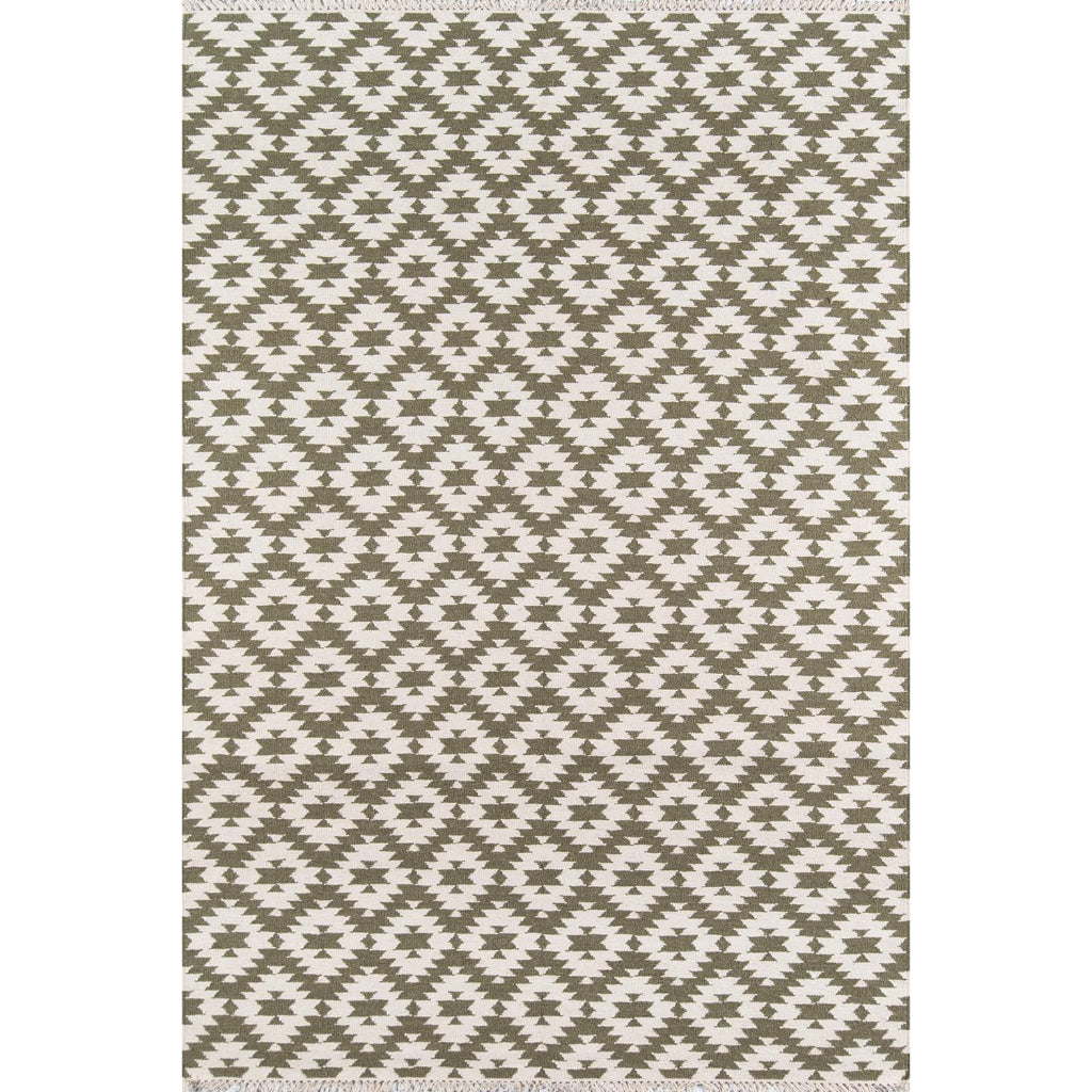 Momeni THO-10 Green Thompson by Erin Gates Hand-Woven Bohemian Area Rug &amp; Runner - Comfortable Low Pile Rug with Diamond Pattern Made of 100% Wool