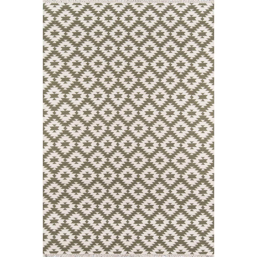 Momeni THO-10 Green Thompson by Erin Gates Hand-Woven Bohemian Area Rug & Runner - Comfortable Low Pile Rug with Diamond Pattern Made of 100% Wool-
