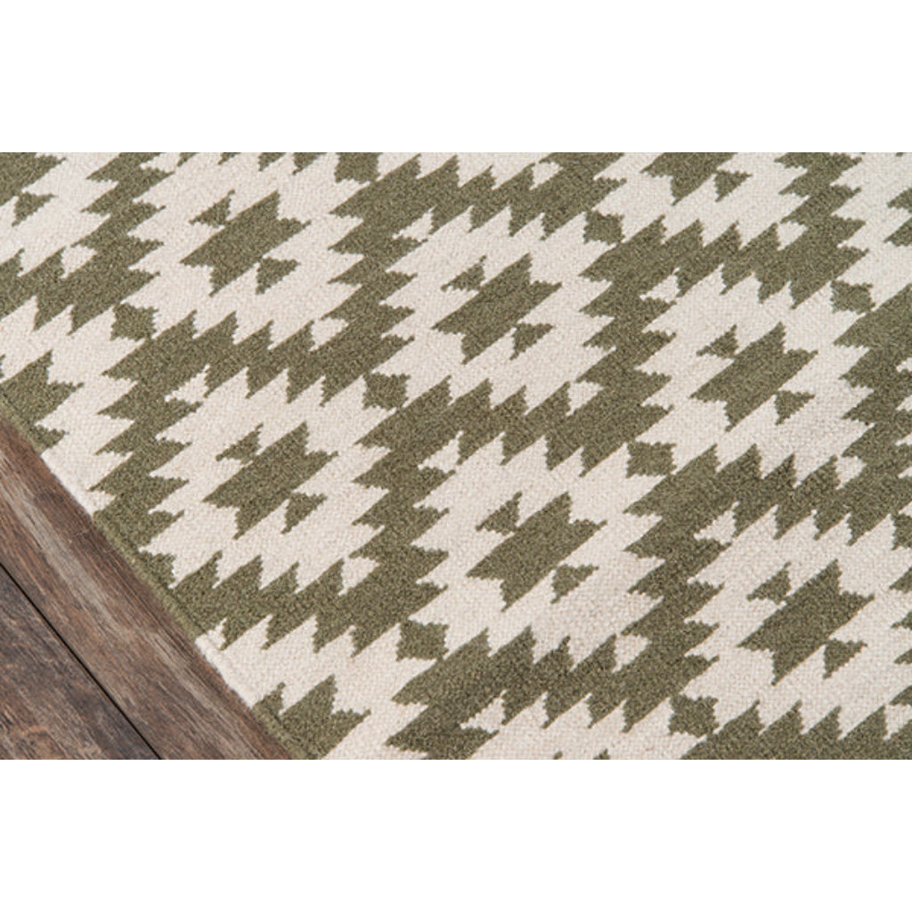 Momeni THO-10 Green Thompson by Erin Gates Hand-Woven Bohemian Area Rug &amp; Runner - Comfortable Low Pile Rug with Diamond Pattern Made of 100% Wool