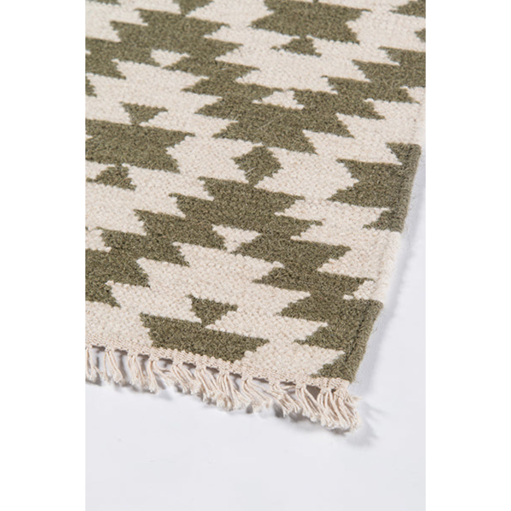 Momeni THO-10 Green Thompson by Erin Gates Hand-Woven Bohemian Area Rug &amp; Runner - Comfortable Low Pile Rug with Diamond Pattern Made of 100% Wool