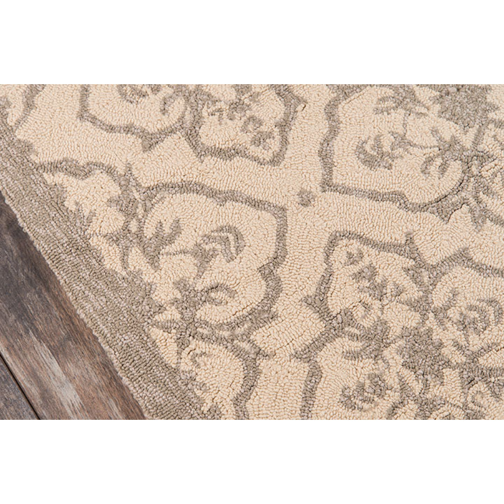 Momeni VR-22 Taupe Veranda Collection Indoor &amp; Outdoor Round Area Rug - Elegant Hand Hooked Rug with Brown Floral Design