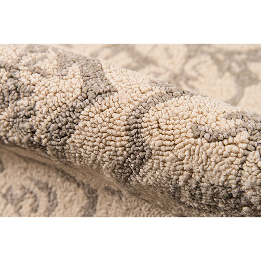 Momeni VR-22 Taupe Veranda Collection Indoor & Outdoor Round Area Rug - Elegant Hand Hooked Rug with Brown Floral Design-