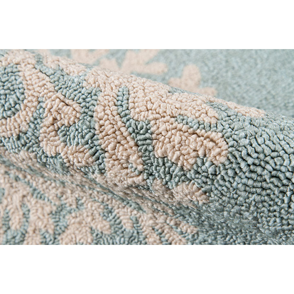 Momeni VR-45 Blue Veranda Collection Indoor & Outdoor Round Area Rug - Durable & Easy to Clean Hand Hooked Rug with Blue Coral Design-