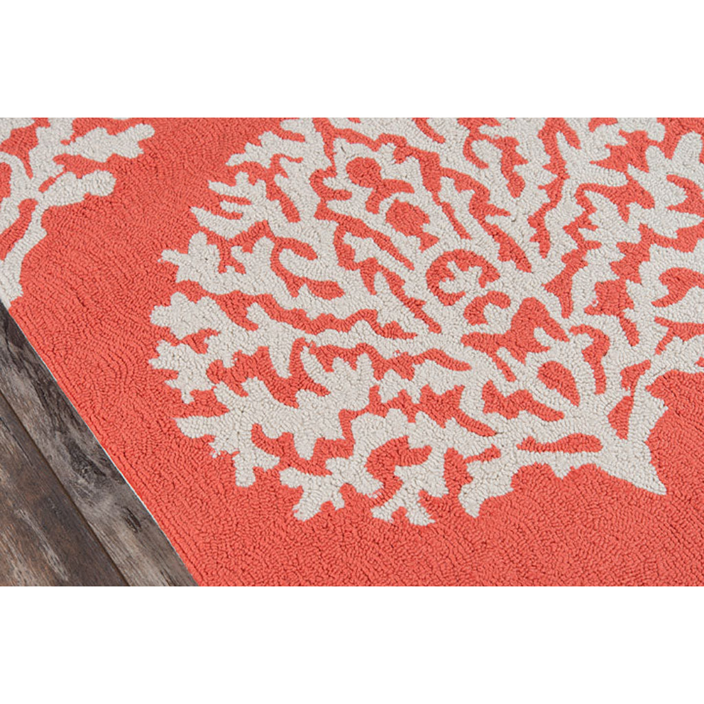 Momeni VR-45 Coral Veranda Collection Indoor &amp; Outdoor Round Area Rug - Durable Hand Hooked Rug with Pink Coral Design