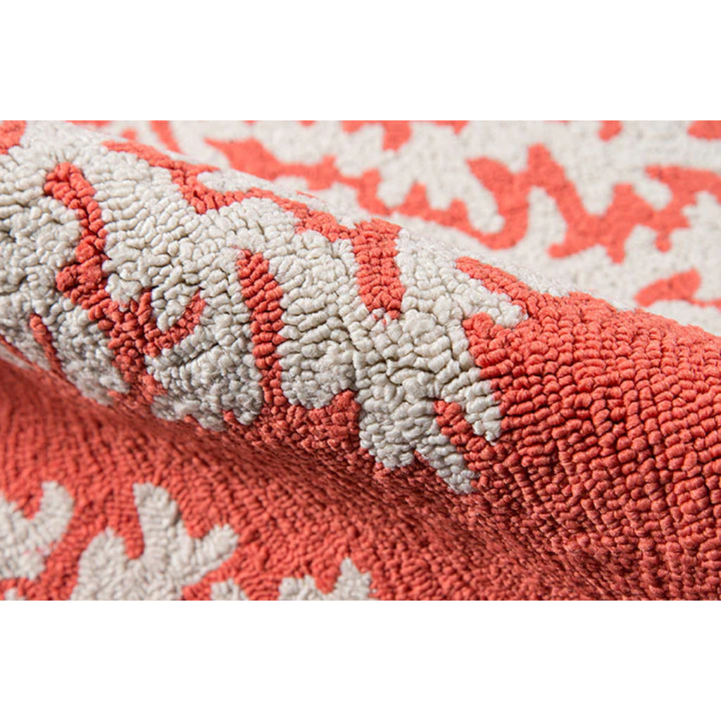 Momeni VR-45 Coral Veranda Collection Indoor & Outdoor Round Area Rug - Durable Hand Hooked Rug with Pink Coral Design-