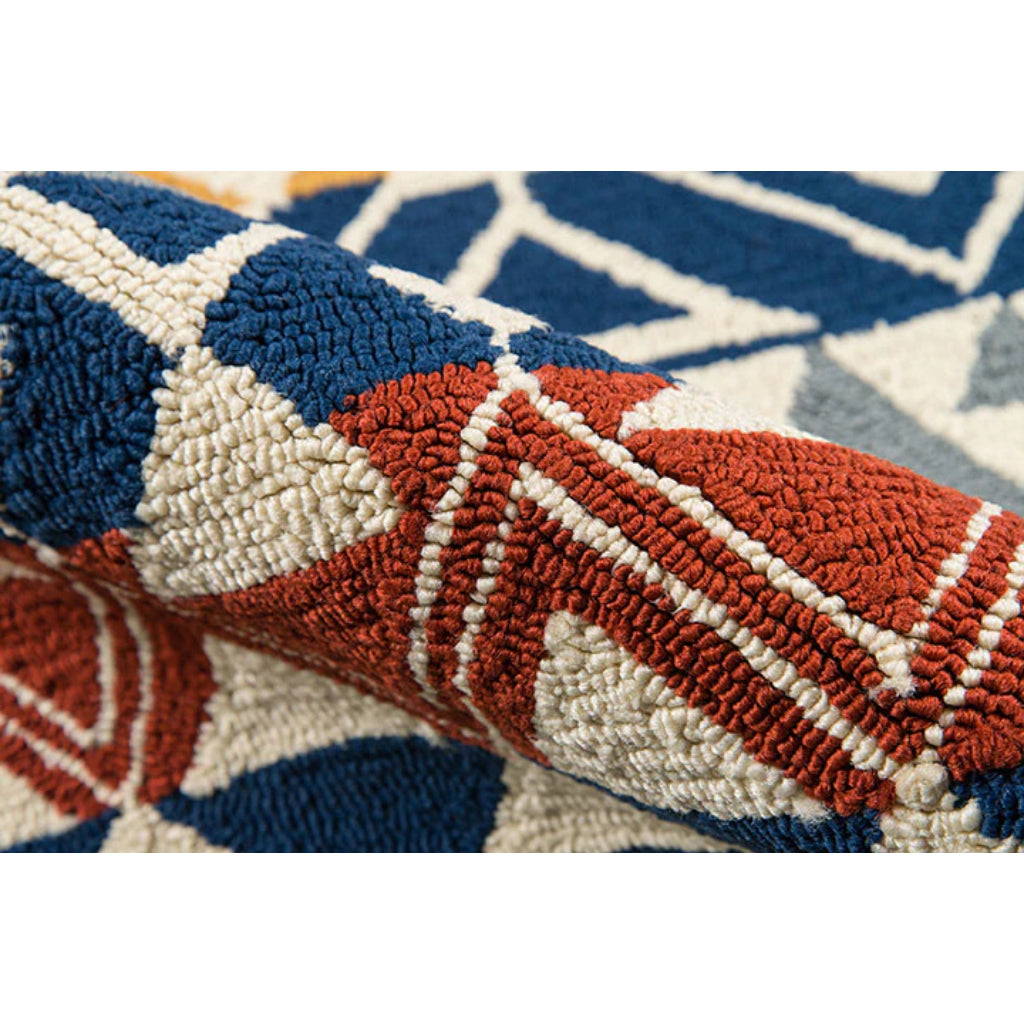 Momeni VR-56 Multi Veranda Collection Indoor & Outdoor Round Area Rug - Elegant & Easy to Clean Hand Hooked Rug with Blue, Green, & Yellow Abstract Pattern-