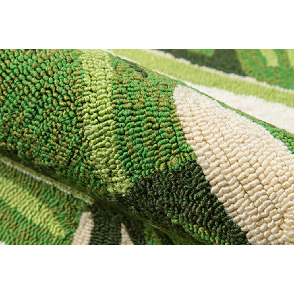 Momeni VR-62 Green Veranda Collection Indoor & Outdoor Round Area Rug - Easy to Clean Hand Hooked Rug with Green Leaf Design-